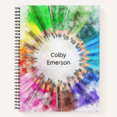 虹色の水彩カラー鉛筆の丸 ノートブック (正面)