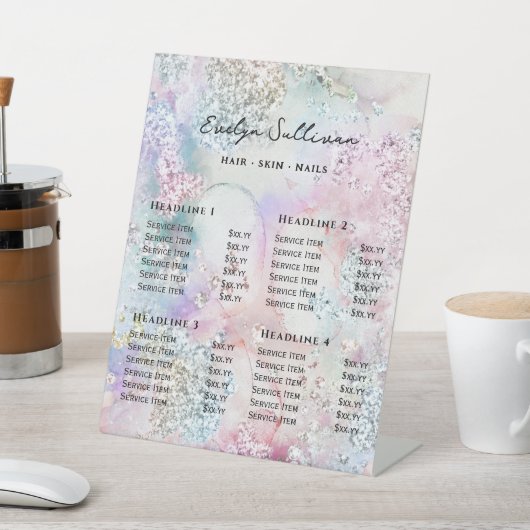 虹色の水彩価格表台座記号 台座サイン (インサイチュ)