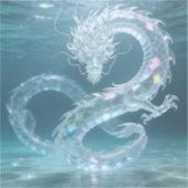 虹色の水竜アート ファンタジー竜デザイン シール (正面)
