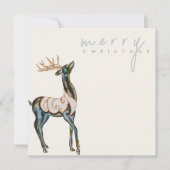 虹色の水色トナカイのメリークリスマス シーズンカード (正面)