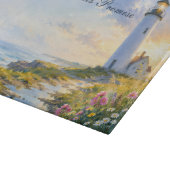 虹色の灯台 海岸の水彩画 カッティングボード (角)