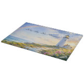 虹色の灯台 海岸の水彩画 カッティングボード (角)
