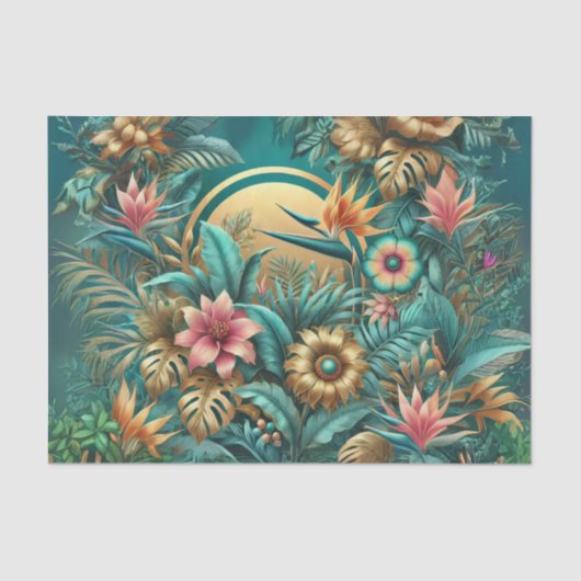 虹色の熱帯デコページ紙 薄葉紙 (正面)