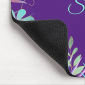 虹色の熱帯離れティール（緑がかった色）、紫の上の名前 マウスパッド (コーナー)