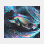 虹色の特徴を持つ馬 フリースブランケット (正面(横))