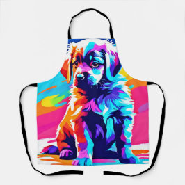 虹色の犬のアート エプロン