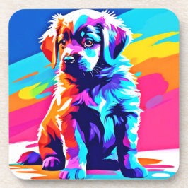 虹色の犬のアート コースター