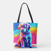 虹色の犬のアート トートバッグ (裏面)