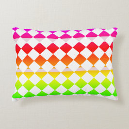 虹色の白いダイヤモンドパターンのアクセント枕 アクセントクッション