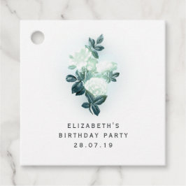 虹色の白いバラと緑のレース フェイバータグ