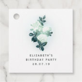 虹色の白いバラと緑のレース フェイバータグ (正面)