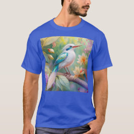 虹色の白冠を持つティール翼の幻想の鳥 Tシャツ