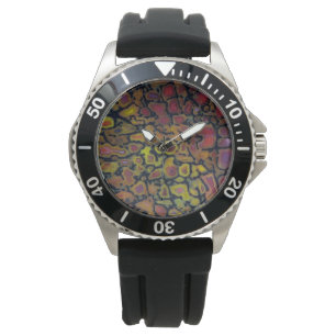 虹色の石化した恐竜の骨 腕時計