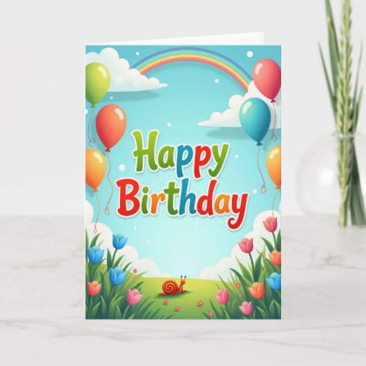 虹色の空の誕生日カード カード (正面)