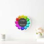 虹色の立方体のリング ラウンド壁時計 (ホーム)