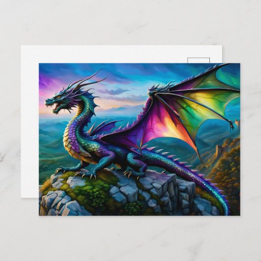虹色の竜が彼の土地を守る ポストカード (正面/裏面)