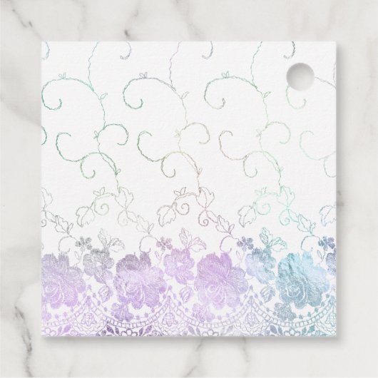 虹色の紫のバラとレース フェイバータグ (裏面)