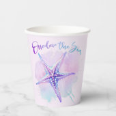 虹色の紫のヒトデ「ワンダー」海のカップ 紙コップ (正面)
