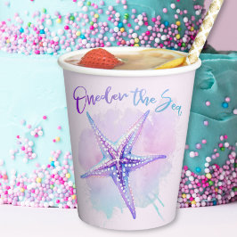 虹色の紫のヒトデ「ワンダー」海のカップ 紙コップ