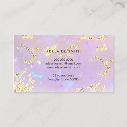 虹色の紫フェイク石の模擬グリッター 名刺 (裏面)