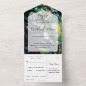 虹色の結晶の宝石,コケ,セージ,緑 オールインワン招待状 (内側)