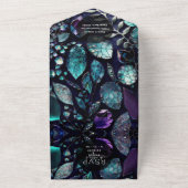 虹色の結晶の宝石，青，ラベンダー オールインワン招待状 (外側)