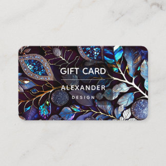 虹色の結晶の宝石，青，ラベンダー 名刺