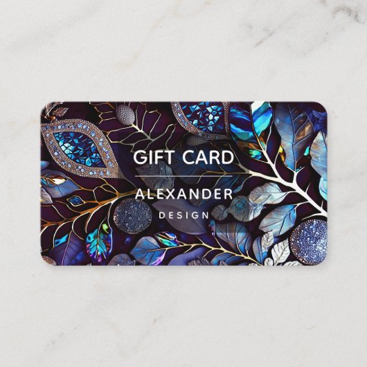 虹色の結晶の宝石,青,ラベンダー 名刺 (正面)