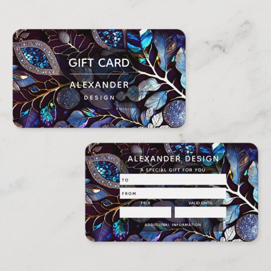 虹色の結晶の宝石,青,ラベンダー 名刺 (正面/裏面)