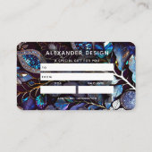 虹色の結晶の宝石,青,ラベンダー 名刺 (裏面)