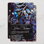 虹色の結晶の宝石，青，ラベンダー 招待状 (正面/裏面)