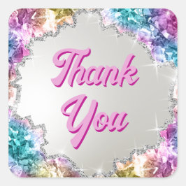 虹色の結晶の正方形のシール スクエアシール