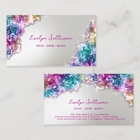 虹色の結晶フェイク箔名刺 名刺 (正面/裏面)