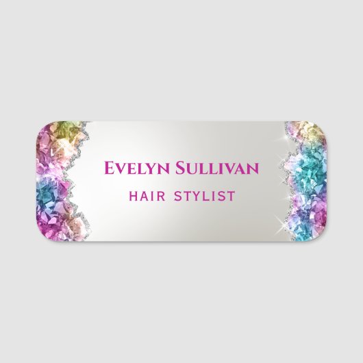 虹色の結晶名タグ 名札 (正面)