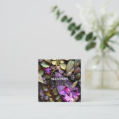 虹色の結晶宝石，ピンク，明るい赤紫色,金ゴールド スクエア名刺 (スタンド正面)