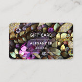 虹色の結晶宝石，ピンク，明るい赤紫色,金ゴールド 名刺 (正面)