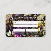 虹色の結晶宝石，ピンク，明るい赤紫色,金ゴールド 名刺 (裏面)