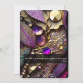 虹色の結晶宝石，ピンク，明るい赤紫色,金ゴールド 招待状 (裏面)