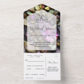 虹色の結晶宝石,ピンク,金ゴールド, オールインワン招待状 (内側)