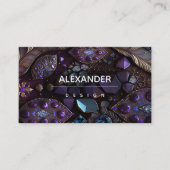 虹色の結晶宝石,紫,紫,金ゴールド 名刺 (正面)