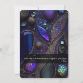 虹色の結晶宝石，紫，紫，金ゴールド 招待状 (裏面)