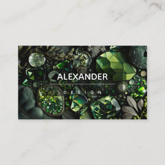 虹色の結晶宝石，緑，苔， 名刺 (正面)