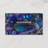 虹色の結晶宝石，青，ティール（緑がかった色），紫 名刺 (正面)