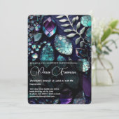 虹色の結晶宝石，青，ティール（緑がかった色），紫 招待状 (スタンド正面)