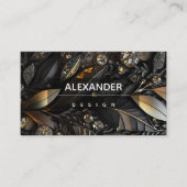 虹色の結晶宝石，黒，黒檀，金ゴールド 名刺 (正面)