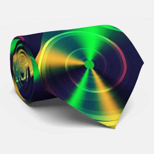 虹色の緑と黒のフラクタルスワール ネクタイ (ロール)