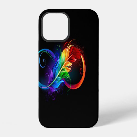 虹色の羽根とインフィニティ・シンボル iPhoneケース (裏面)