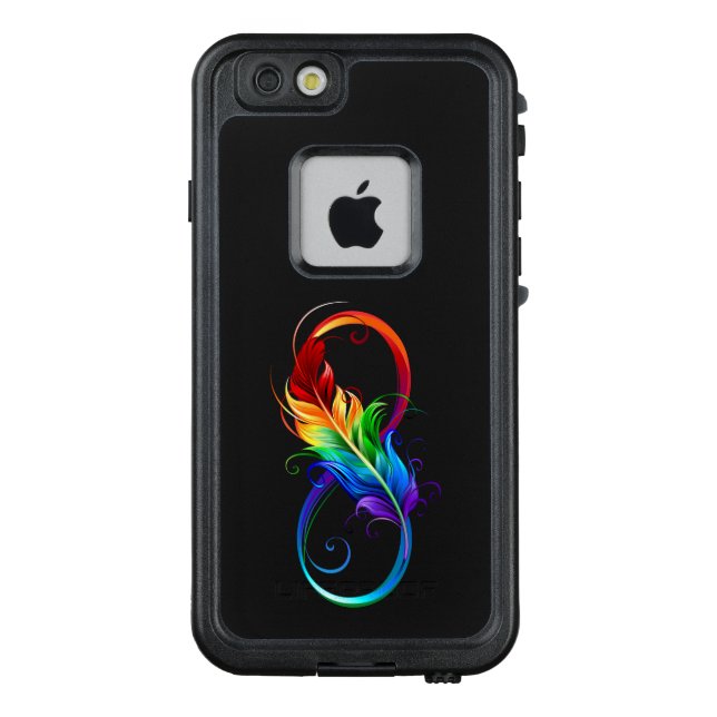 虹色の羽根とインフィニティ・シンボル LifeProof iPhoneケース (裏面)