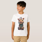 虹色の羽根の子豚キッズ Tシャツ (正面フル)