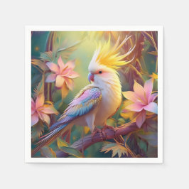 虹色の翼のオカメインコ ファンタジー・バード スタンダードカクテルナプキン